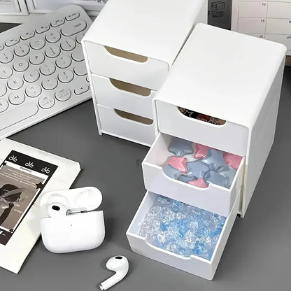 Schicker 3-stöckiger Schreibtisch-Organizer mit Schubladen – ideal für die Aufbewahrung von Bürobedarf, Schmuck und Kosmetika – tragbare Trennbox - FUXL-Shopify 
