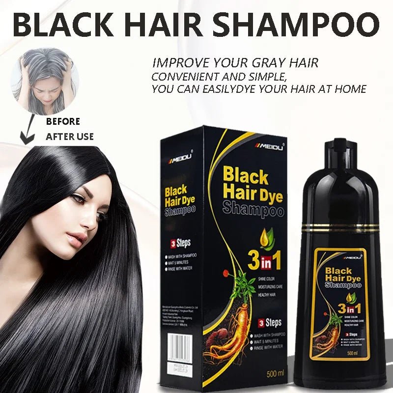 500 ml 3 - in - 1 - Haarfärbe - Shampoo, sofort verdunkelnd, grau bis schwarz, Polygonum Multiflorum, langlebig, effektive Färbung, Abdeckung für Männer und Frauen - FUXL - Shopify