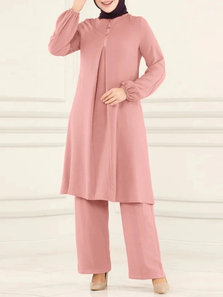 Muslimisches Damen-Set Langarm Bluse & Weite Hose | Modest Fashion
