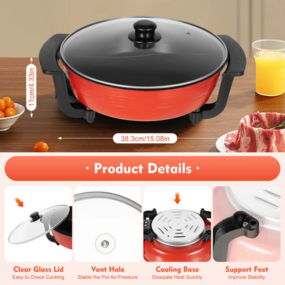 6L Haushalts-Hot Pot 1360 W 220 V elektrischer Kochtopf Bratpfanne Eintopftopf 2 Fächer Antihaft-Hotpot Temperatur einstellbar - FUXL-Shopify 