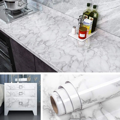 Produktbild von Marmor Küche ölbeständige Folie Herd wasserdicht feuchtigkeitsbeständig selbstklebende Tapete Arbeitsplatte Schrank Renovierung Fliesenaufkleber – hochwertig verarbeitet für tägliche Anwendung