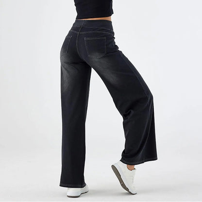 Damen High-Waist Jeans Weites Bein Knöchellang | Casual Streetwear