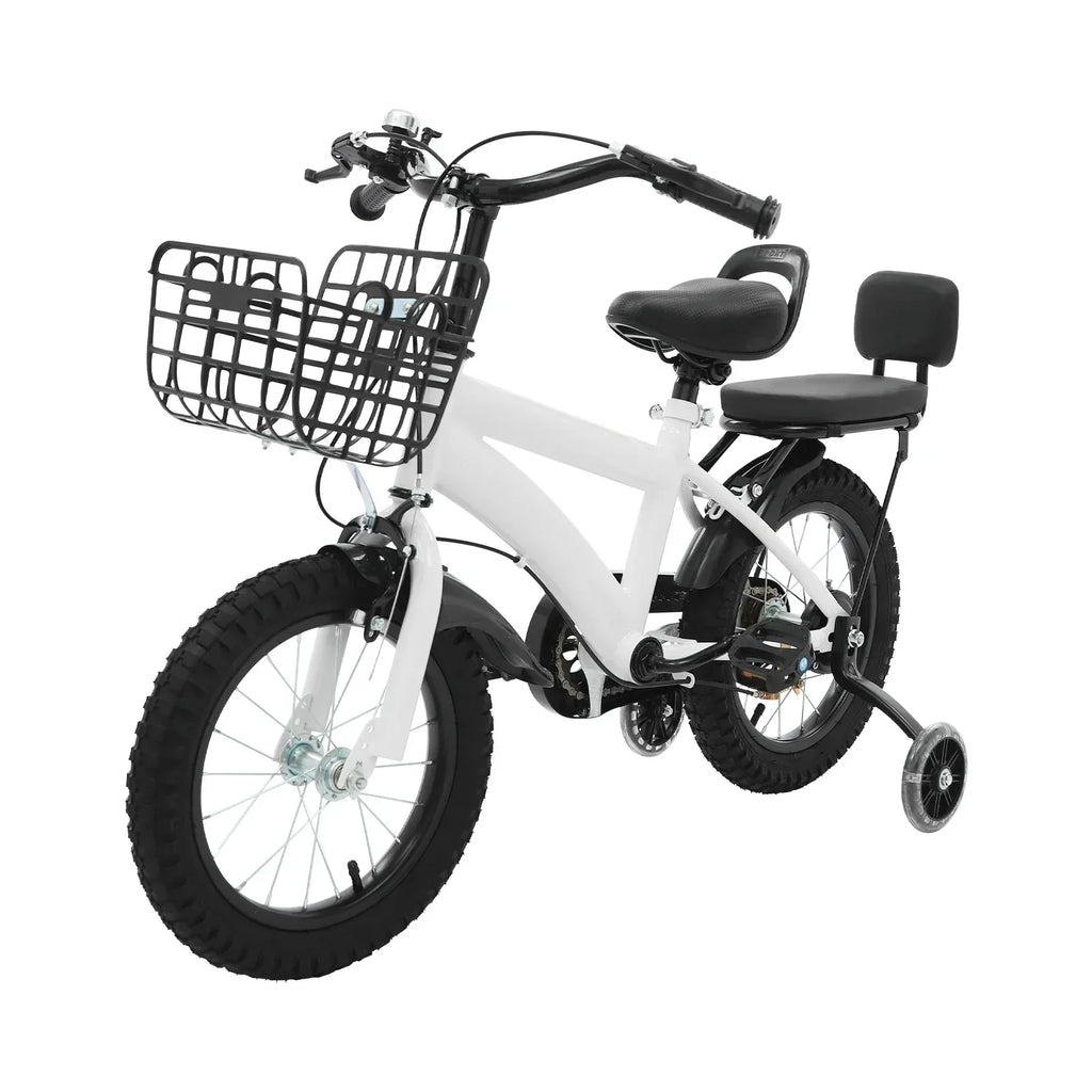 Kinderfahrrad 14 Zoll mit Korb & Rückenlehne – Höhenverstellbar, Stützräder, bis 60 kg belastbar für Kinder 3-7 Jahre - FUXLShop