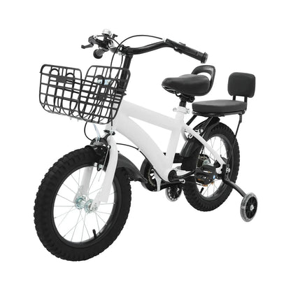 Kinderfahrrad 14 Zoll mit Korb & Rückenlehne – Höhenverstellbar, Stützräder, bis 60 kg belastbar für Kinder 3-7 Jahre - FUXLShop