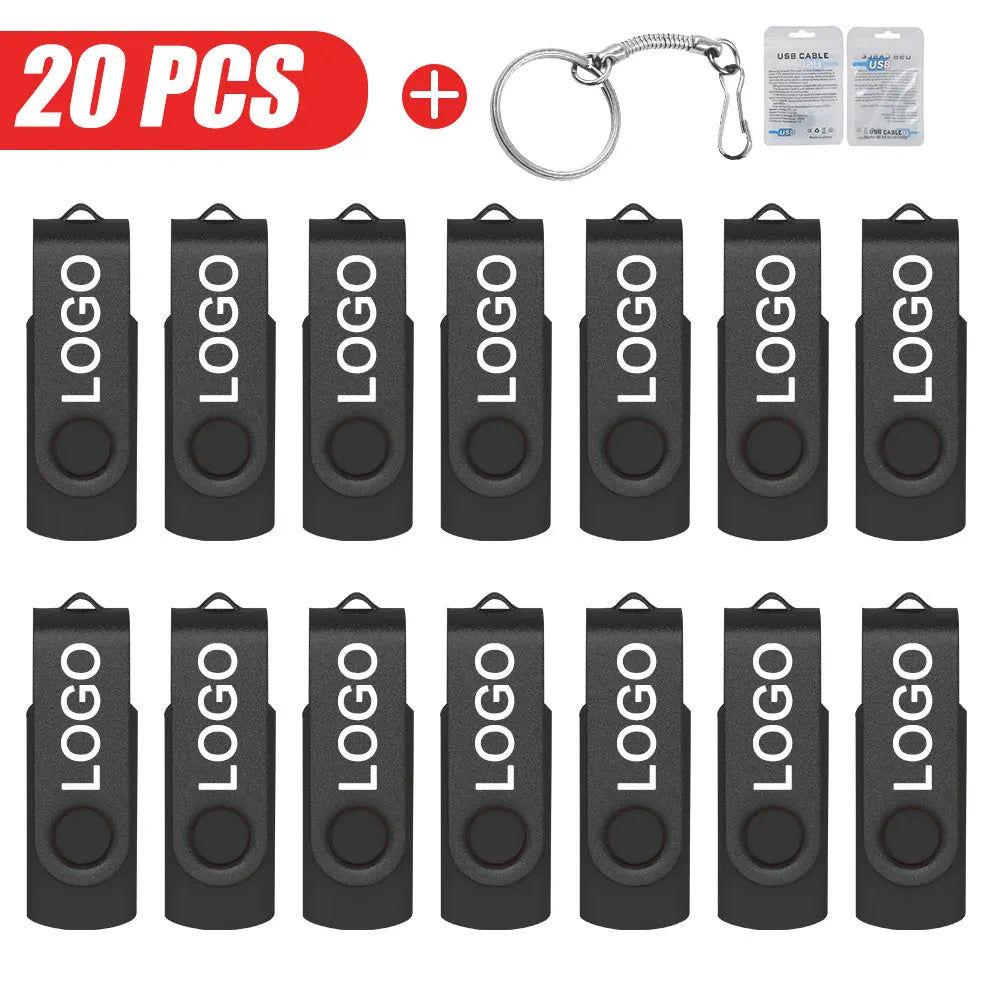 20er-Set USB 2.0 Flash Drives mit individuellem Logo – 4GB bis 64GB – Pen Drives mit echter Kapazität, Werbegeschenk, Plug & Play