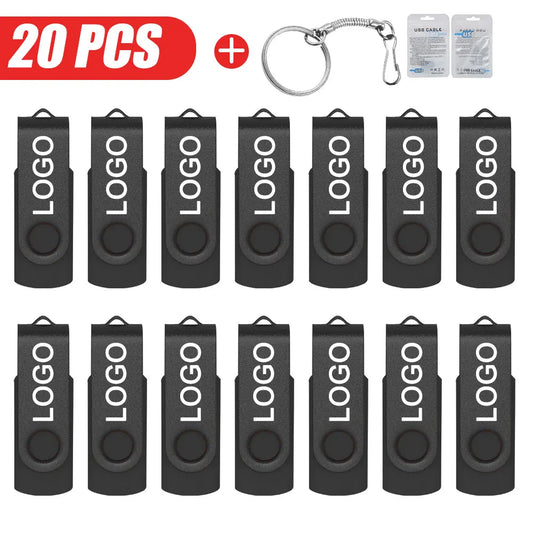 20er-Set USB 2.0 Flash Drives mit individuellem Logo – 4GB bis 64GB – Pen Drives mit echter Kapazität, Werbegeschenk, Plug & Play
