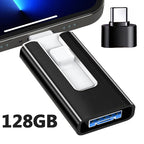 4-in-1 OTG USB 3.0 Flash Drive 128GB Schwarz – Speicherstick für iPhone & Android