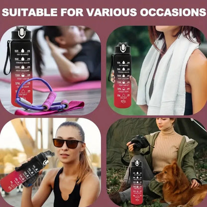 Sportwasserflasche mit zeitverfolgendem Strohhalm, auslaufsicherer, verriegelbarer Klappdeckel für einfaches Tragen, ideal für Outdoor-Abenteuer - FUXL-Shopify 