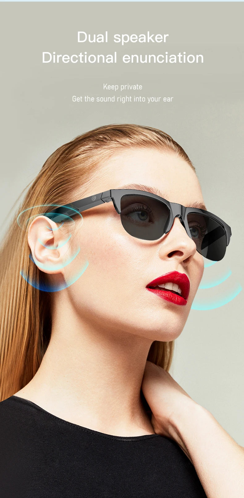 Intelligente Bluetooth-Brille auf Touch-Basis mit Knochenleitung für Outdoor-Sportanrufe, Sonnenbrillen, kabellose Business-Kopfhörer