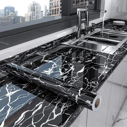 Produktbild von 60 cm/80 cm Marmor selbstklebende Tapete zum Abziehen und Aufkleben, Tapete für Küche, Badezimmer, Kontaktpapier, moderne wasserdichte Wandaufkleber – hochwertig verarbeitet für tägliche Anwendung