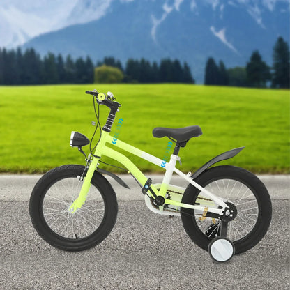 Kinderfahrrad 16 Zoll mit LED-Licht & Stützrädern – Höhenverstellbar für Kinder 5-8 Jahre, bis 60 kg belastbar - FUXLShop