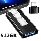 4-in-1 OTG USB 3.0 Flash Drive 512GB Schwarz – Speicherstick für iPhone & Android