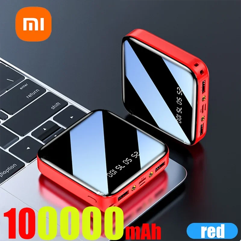 ξAO 200000 mAh Mini Power Bank – Tragbares Ladegerät mit LED-Digitalanzeige, Spiegel-Design, Schnellladung für iPhone, Xiaomi, Huawei