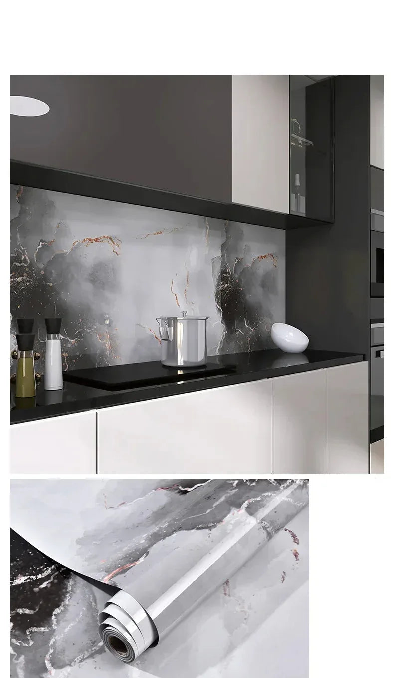 Wasserdichte Marmor Vinylfolie 60cm - Selbstklebende Tapete für Bad & Küche - FUXLShop