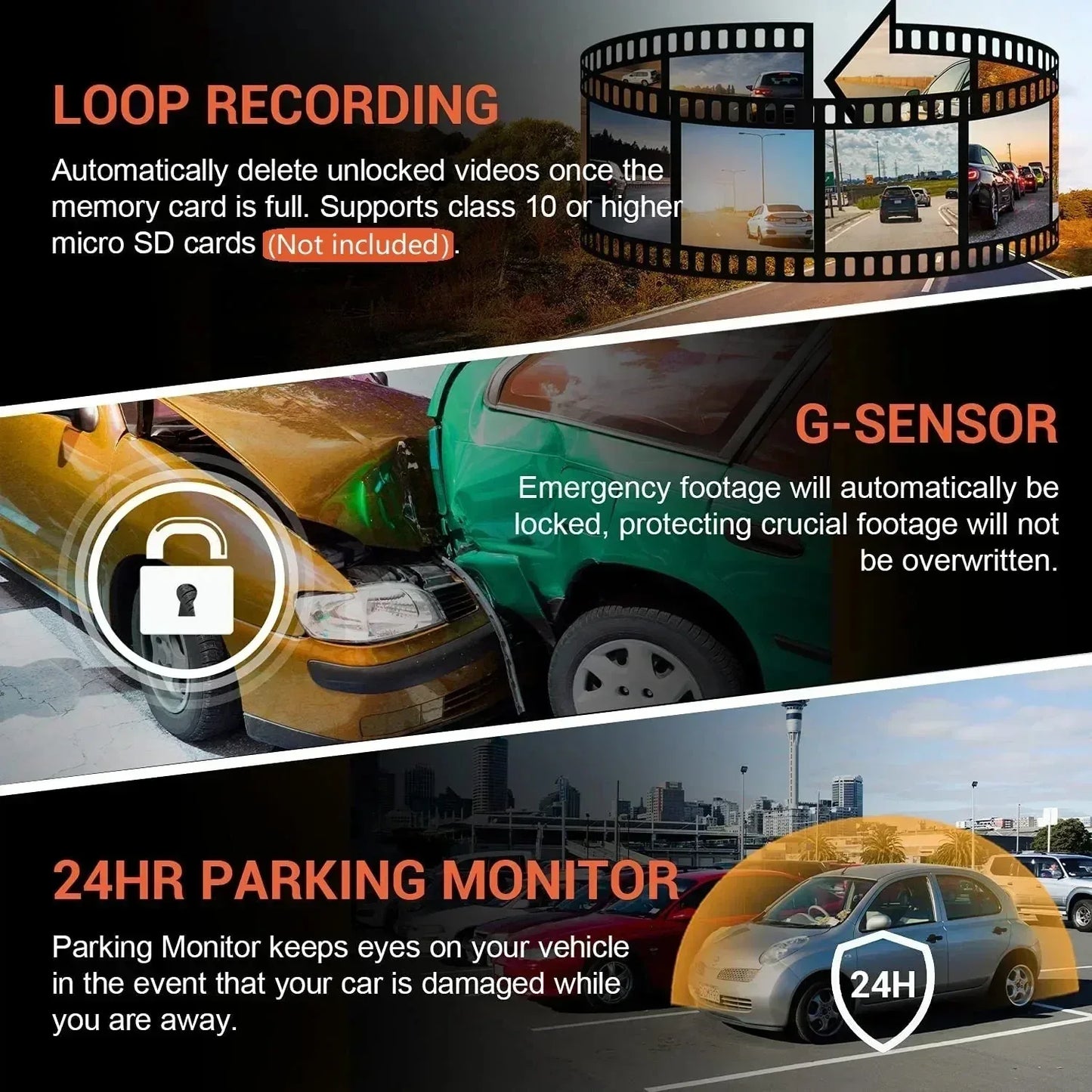 Dashcam 1080P Dual-Kamera WiFi – IR-Nachtsicht, Loop-Aufnahme, Weitwinkel, vorne & innen - FUXLShop