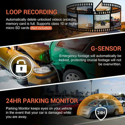 Dashcam 1080P Dual-Kamera WiFi – IR-Nachtsicht, Loop-Aufnahme, Weitwinkel, vorne & innen - FUXLShop