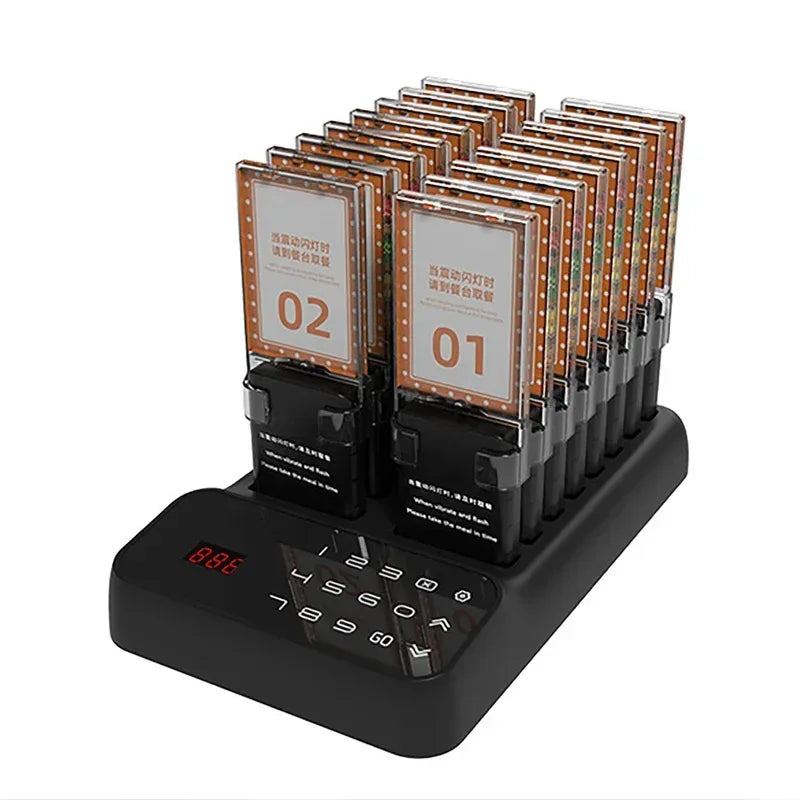 Drahtloses Pager-Rufsystem für Restaurant, Bar & Café – 10 oder 16 Empfänger, EU-Stecker