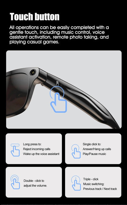 Xiaomi 4KHD AI Smart Brille GPT 100mp Multifunktionale Kamera Chat Bluetooth Anruf Sprachassistent Musik Player Smart Übersetzung - FUXL - Shopify