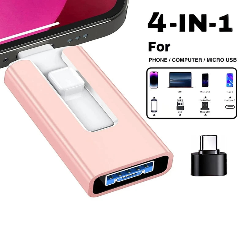 USB 3.0 Stick 4-in-1 für iPhone, iPad & Android – 256GB bis 2TB Speicher