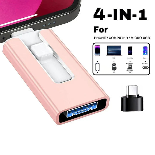 4-in-1 USB-Stick für iPhone, iPad, Android & PC – USB 3.0, 256 GB bis 2 TB