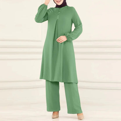 Muslimisches Damen-Set Langarm Bluse & Weite Hose | Modest Fashion