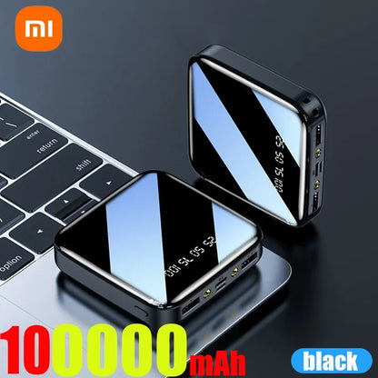 ξAO 200000 mAh Mini Power Bank – Tragbares Ladegerät mit LED-Digitalanzeige, Spiegel-Design, Schnellladung für iPhone, Xiaomi, Huawei
