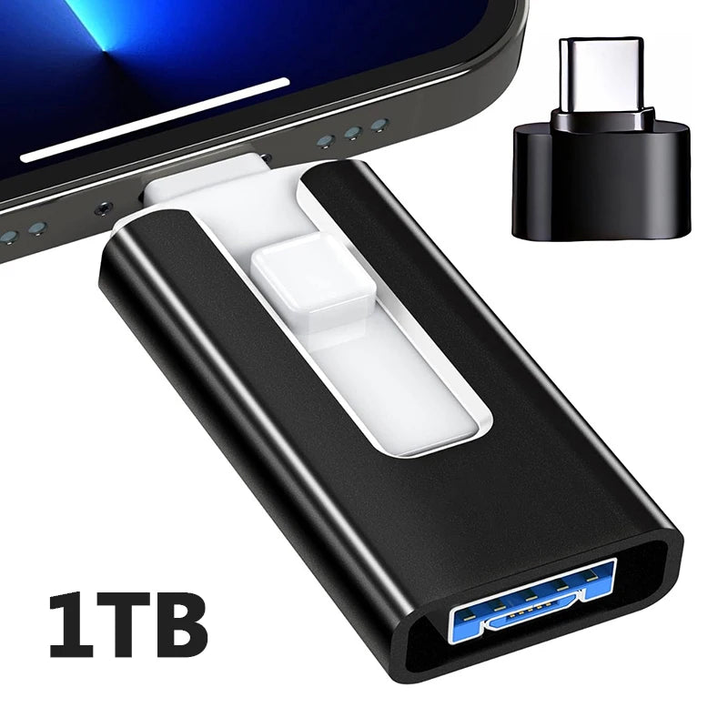 4-in-1 OTG USB 3.0 Flash Drive 1TB Schwarz – Speicherstick für iPhone & Android