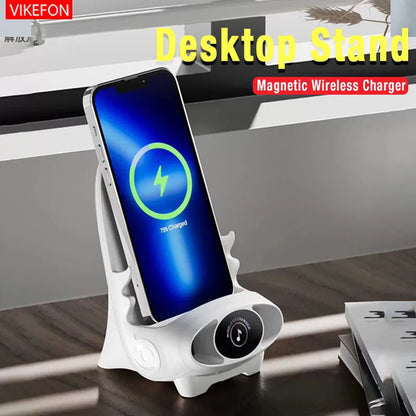 Magnetisches kabelloses Ladegerät – Mini-Stuhl Design – Vertikaler Halter für Smartphone & Tablet – Schnellladestation - FUXLShop