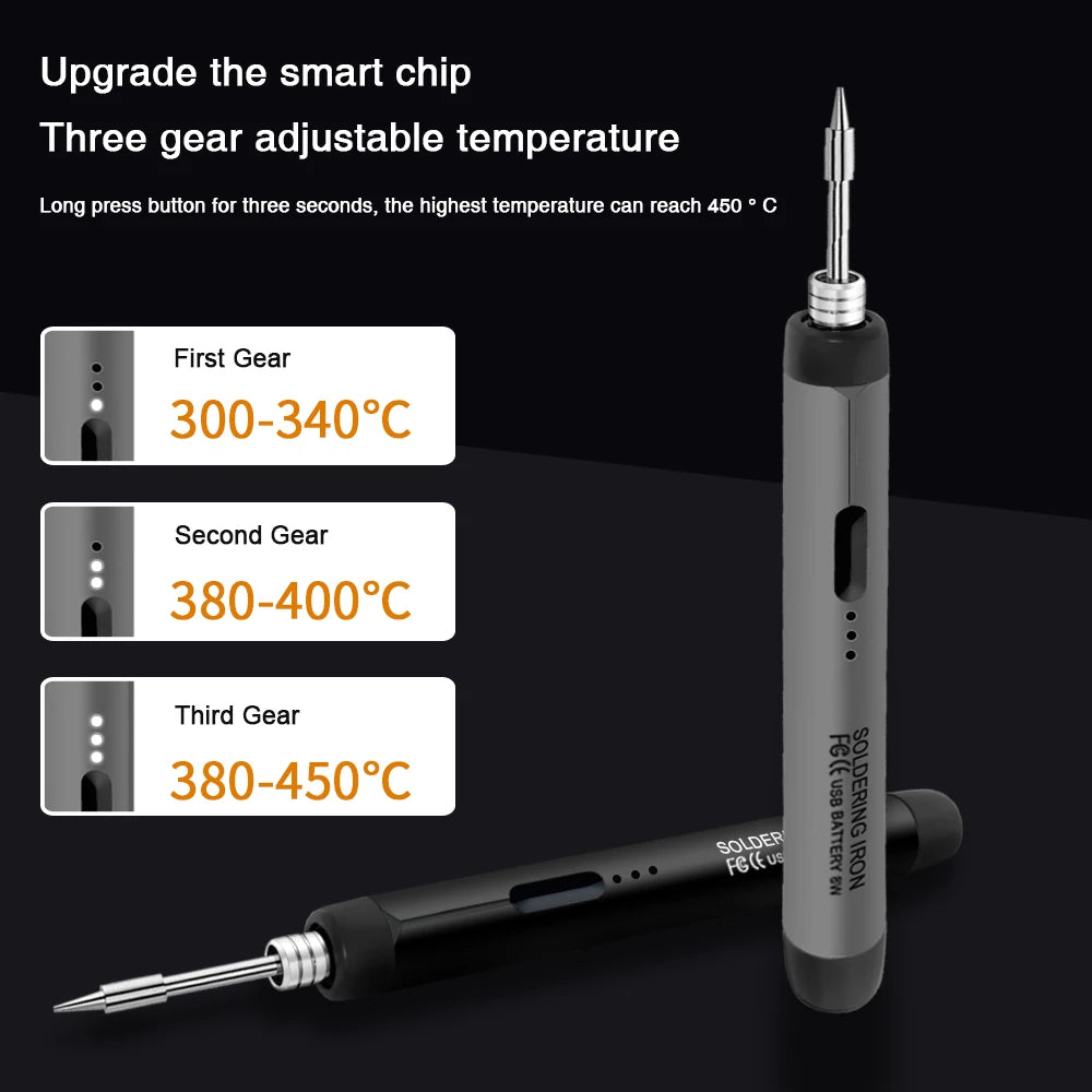 USB-Lötkolben Mini-Lötkolben-Set, tragbar, für den Haushalt, Typ-C-Schnittstelle, 800 mAh Akku, einstellbare Temperatur - FUXL-Shopify 