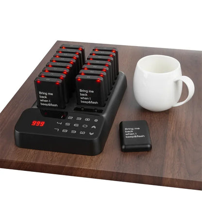 Drahtloses Pager-Rufsystem für Restaurant, Bar & Café – 10 oder 16 Empfänger, EU-Stecker
