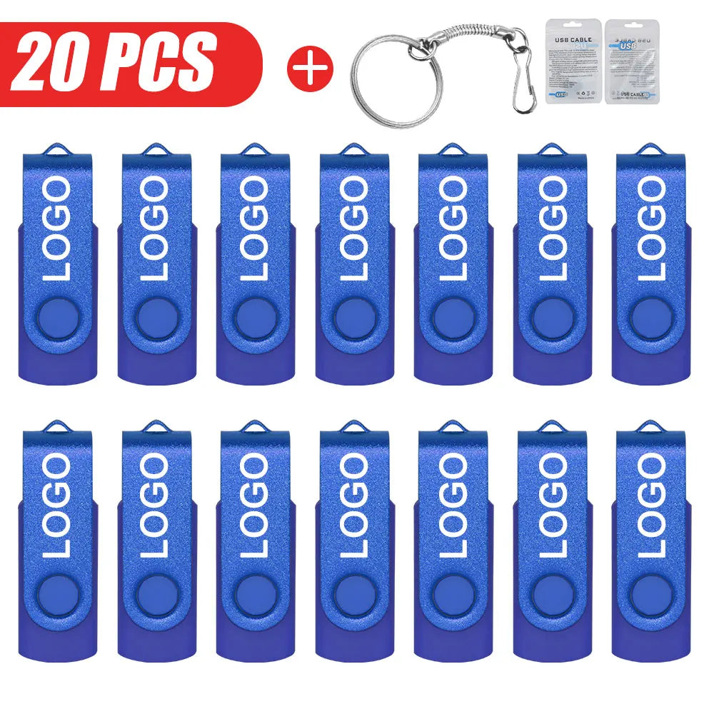 20er-Set USB 2.0 Flash Drives mit individuellem Logo – 4GB bis 64GB – Pen Drives mit echter Kapazität, Werbegeschenk, Plug & Play