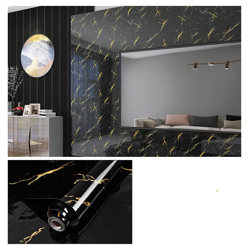 Wasserdichte Marmor Vinylfolie 60cm - Selbstklebende Tapete für Bad & Küche