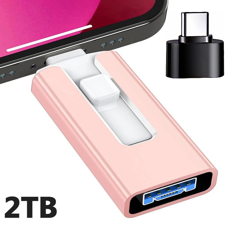 4-in-1 OTG USB 3.0 Flash Drive 2TB Pink – Speicherstick für iPhone & Android