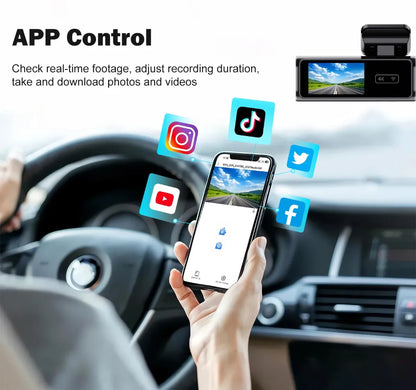 FUXL Ultra HD 4K Auto Front Dash Cam – Mini WIFI DVR Black Box mit 24H Parkplatz Monitor, Nachtsicht & optional GPS/Rückfahrkamera