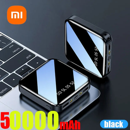ξAO 200000 mAh Mini Power Bank – Tragbares Ladegerät mit LED-Digitalanzeige, Spiegel-Design, Schnellladung für iPhone, Xiaomi, Huawei