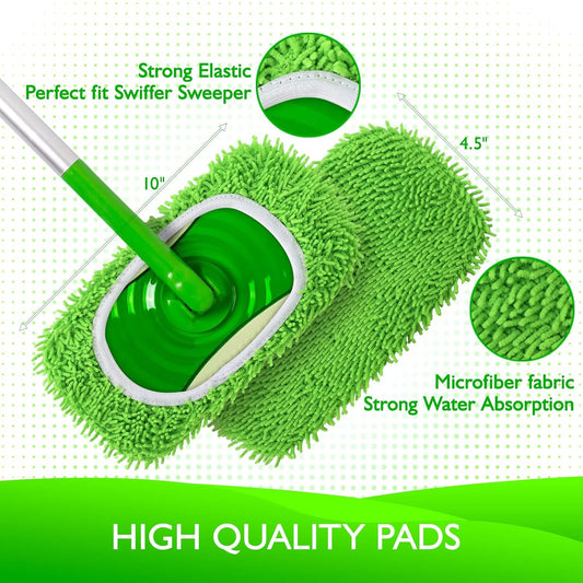 FUXL 2er-Pack wiederverwendbare trockene Kehrtücher, Mikrofaser-Nasswischpads, kompatibel mit Swiffer Sweeper Mop-Ersatz - FUXL-Shopify 