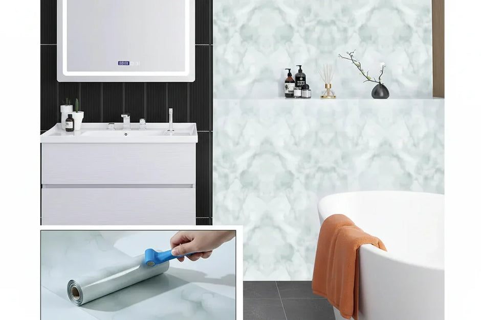 Wasserdichte Marmor Vinylfolie 60cm - Selbstklebende Tapete für Bad & Küche - FUXLShop