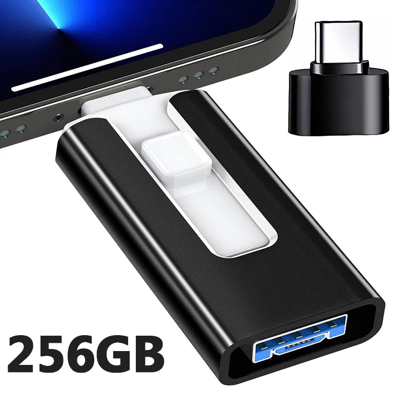 4-in-1 OTG USB 3.0 Flash Drive 256GB Schwarz – Speicherstick für iPhone & Android