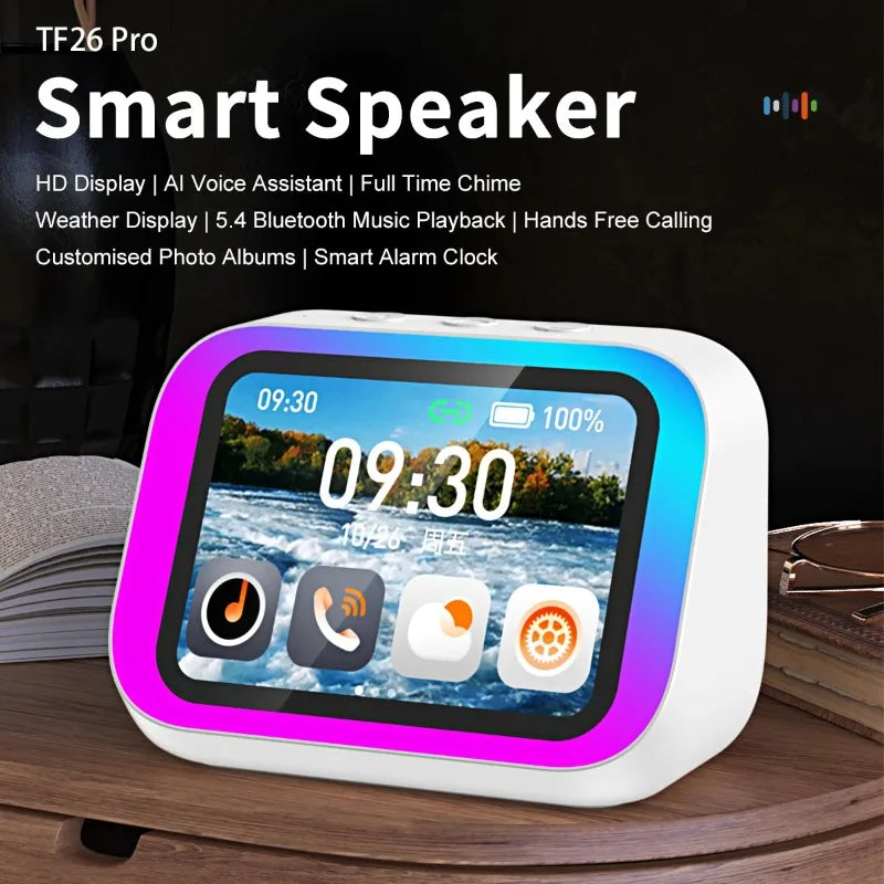 AI Smart Bluetooth 5.4 Lautsprecher mit HD‑Touchscreen und Sprachassistent