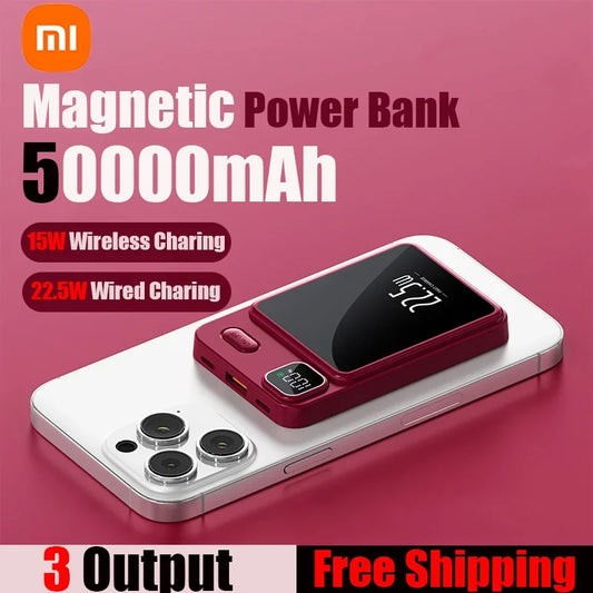 Xiaomi 50000mAh Magnetische Power Bank – Kabelloses Ladegerät mit MagSafe, Schnellladung für Android & iPhone 14/15
