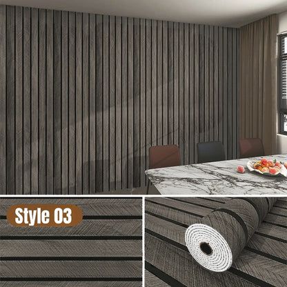 Selbstklebende Vinyl-Wandpaneele mit Holzmaserung & vertikalen Latten – Tapete für Wohnzimmer, Schlafzimmer, Küche, Bad & TV-Rückwand – wasserdicht