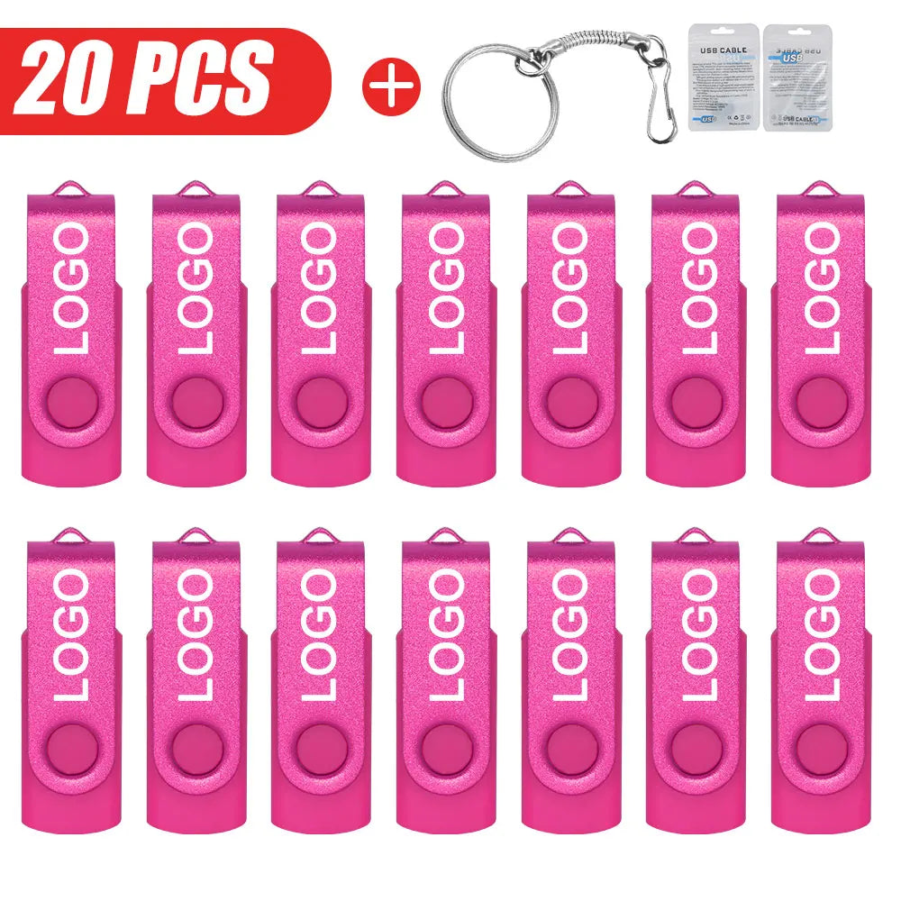 20er-Set USB 2.0 Flash Drives mit individuellem Logo – 4GB bis 64GB – Pen Drives mit echter Kapazität, Werbegeschenk, Plug & Play