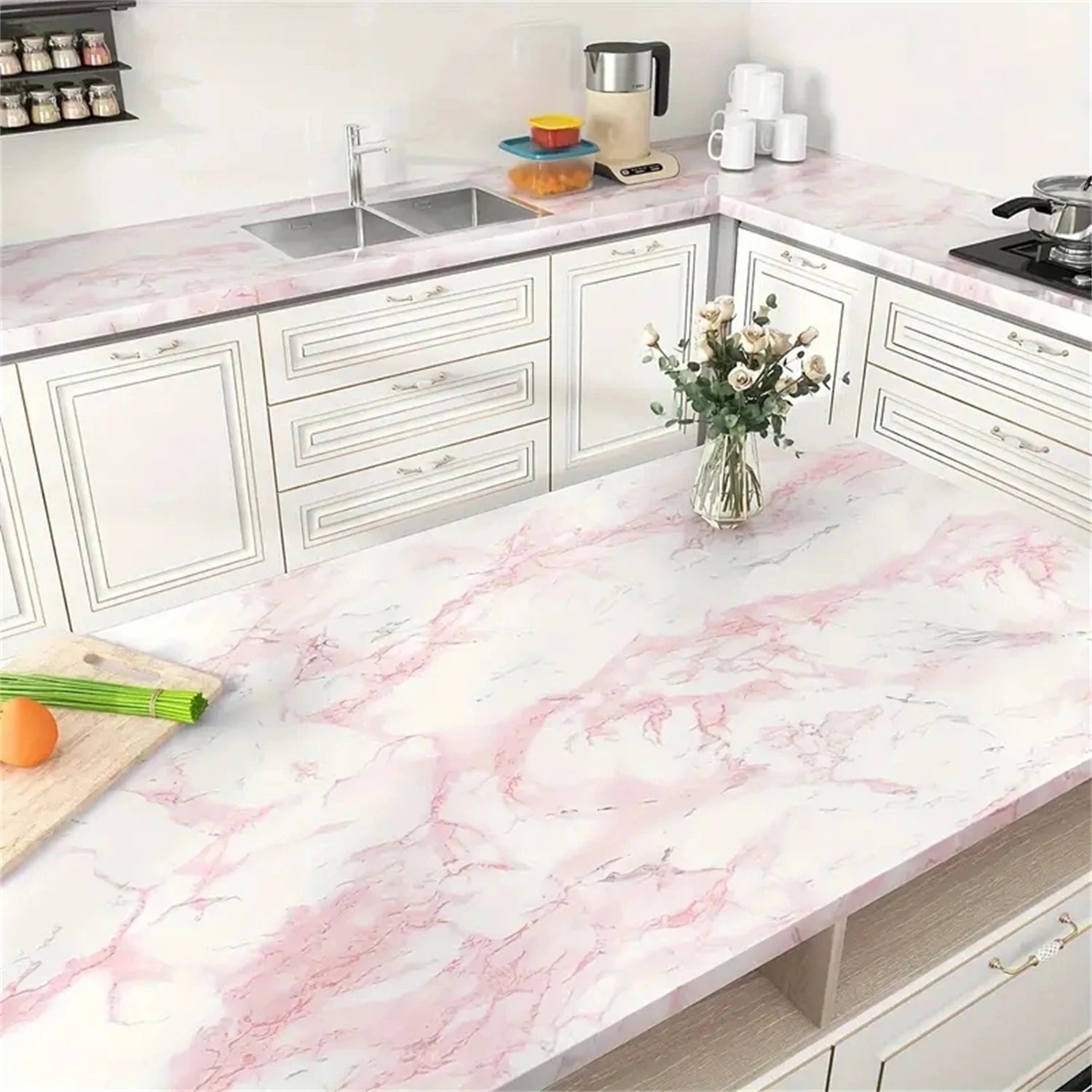 Luck Amy PVC Pearl Film Selbstklebende Tapete – Hochglanz, wasserfest & schimmelresistent für Küche, Schrank & Möbel (Schwarz/Weiß) - FUXL-Shopify 