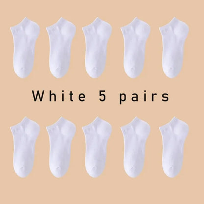 5 Pairs of Women's/men's Boat Socks Invisible Low Cut Anti Slip Summer No Show Ankle Socks Solid Color Casual Breathable - FUXL-Shopify 
