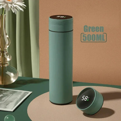 Thermoskanne 500ml LED-Temperaturanzeige Edelstahl Vakuumisoliert Outdoor Trinkflasche Geschenk - FUXLShop