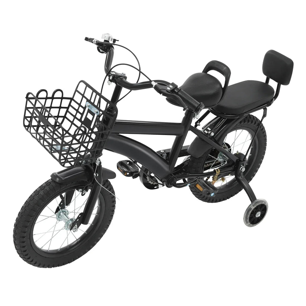 Kinderfahrrad 14 Zoll mit Korb & Rückenlehne – Höhenverstellbar, Stützräder, bis 60 kg belastbar für Kinder 3-7 Jahre - FUXLShop