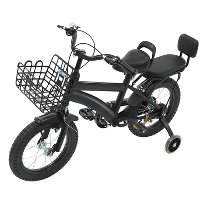 Kinderfahrrad 14 Zoll mit Korb & Rückenlehne – Höhenverstellbar, Stützräder, bis 60 kg belastbar für Kinder 3-7 Jahre - FUXLShop