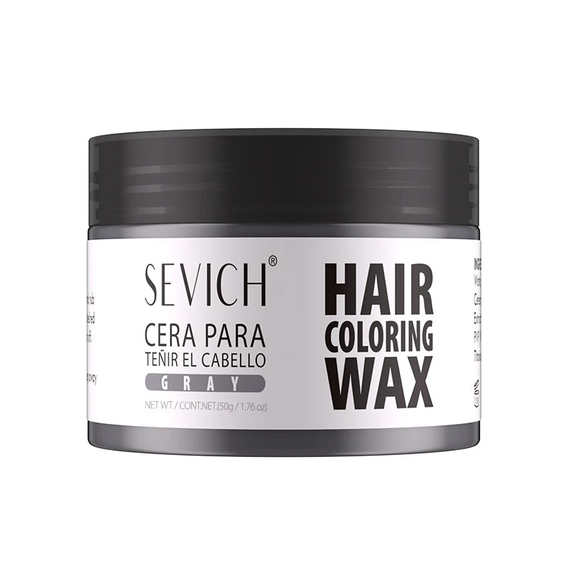 Sevich Hair Coloring Wax in Gray, 50g, temporary hair dye for creative styles and easy removal.