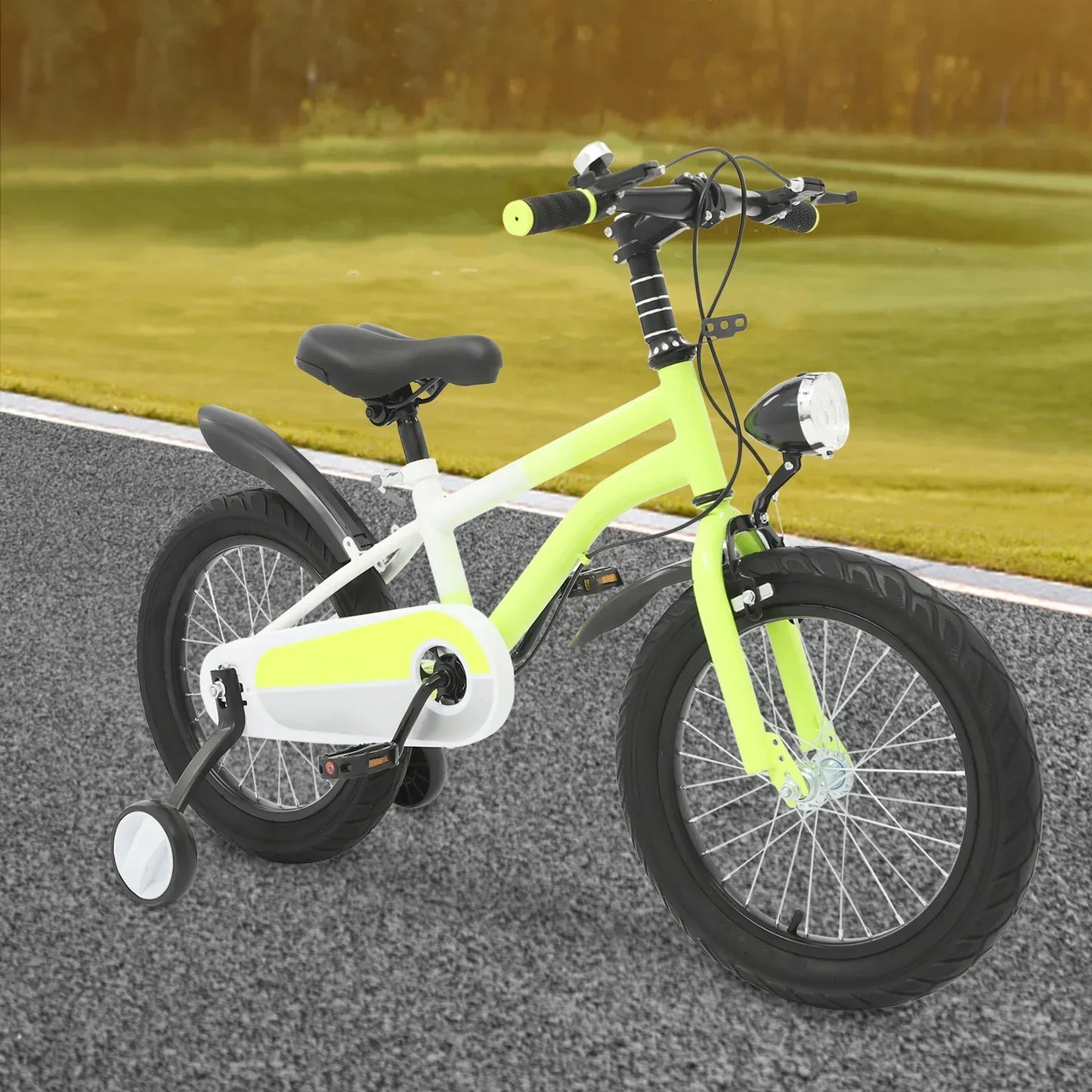 Kinderfahrrad 16 Zoll mit LED-Licht & Stützrädern – Höhenverstellbar für Kinder 5-8 Jahre, bis 60 kg belastbar - FUXLShop