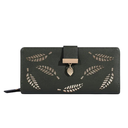 Frauen Brieftasche PU Leder Geldbörse Weibliche Lange Brieftasche Gold Hohl Blätter Beutel Handtasche Für Frauen Geldbörse Karte Halter Kupplung - FUXL-Shopify 